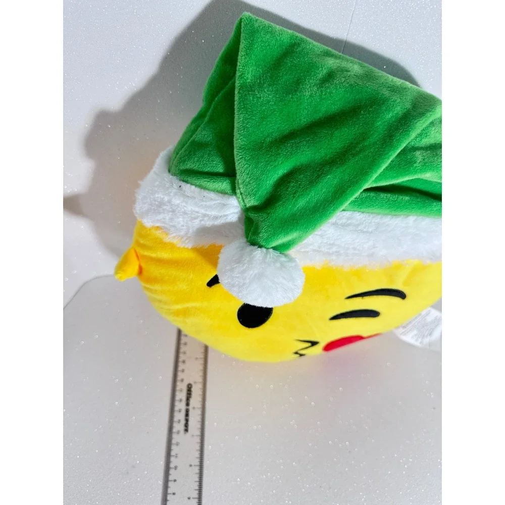 MSA Trading Winking Kissy Face Emoji Plush Holiday Pillow Yellow Green Hat 3226